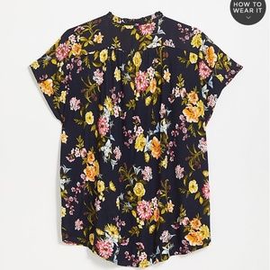 NWT Regular GARDEN SHOULDER RUFFLE MIXED MEDIA TOP